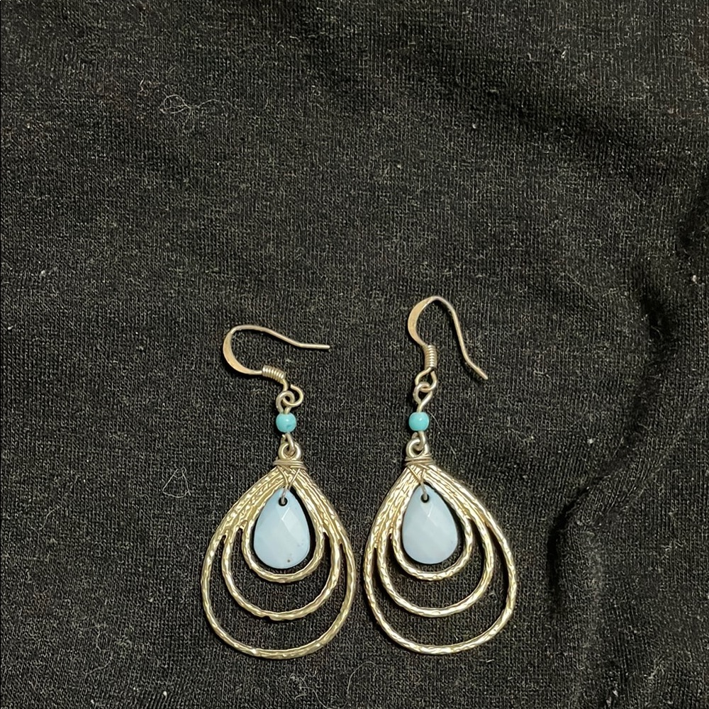 Stylish Silver and Blue Drop Earrings